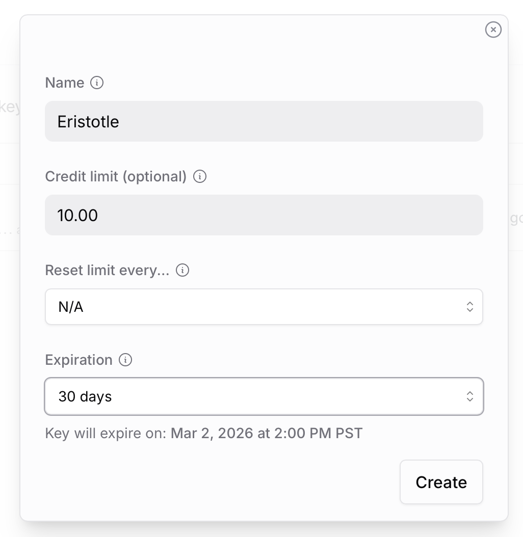 OpenRouter API key configuration dialog